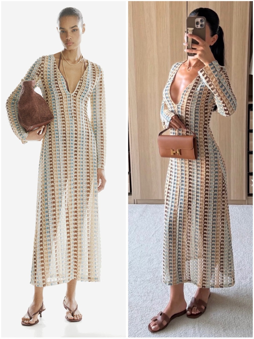 H&M Crochet-Look Maxi Dress